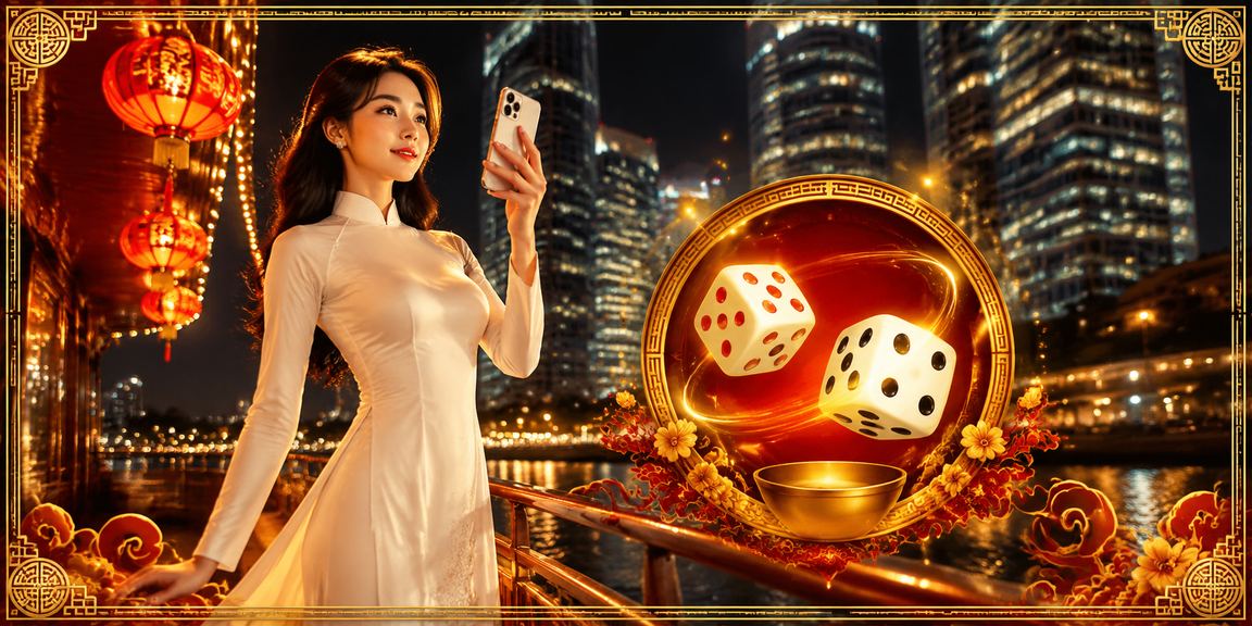 Phụ nữ Hà Nội trong trang phục áo dài chơi tài xỉu trên ứng dụng điện thoại